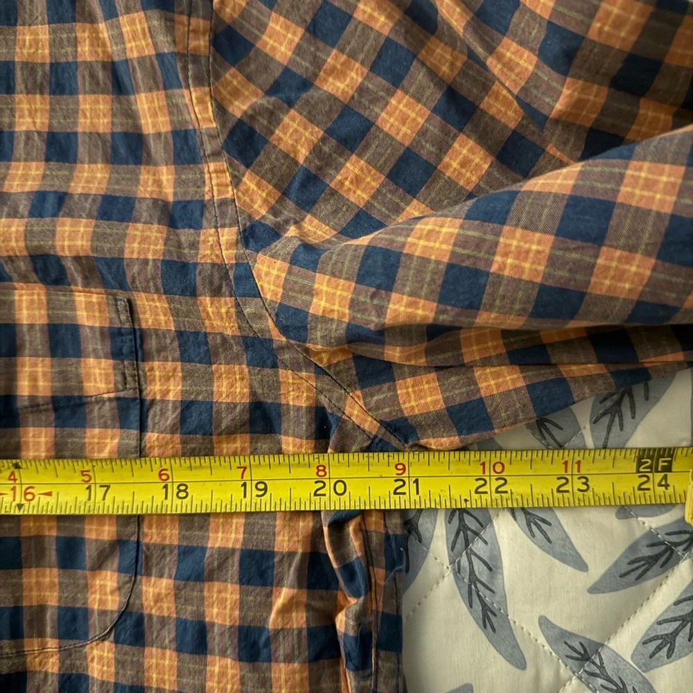 J. Crew Men's Checkered Shirt - Orange and Blue